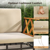 Acacia Wood Metal Sectional Sofa Set 4 Piece Patio L-Shaped Sofa Set-Beige