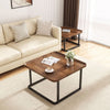 Set of 2 Nesting Coffee Table Wood Grain Top Industrial End Table Center Table