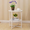 Round Side Table 2-Tier Coffee End Table Nightstand Small Shelf Rack Living Room