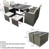 Rattan Garden Sofa Furniture Set Table Chair Stool 8 Seater Outdoor Patio Grey
