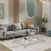 Vidrio Glass Coffee Table With Silver And Acrylic Frame