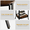 Industrial Round Side Table Wooden 2-Tier Sofa End Beside Table W/ Storage Shelf