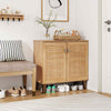 Entryway Freestanding Storage Cabinet 4-Tier Shoe Rackw/Shelves-Teak