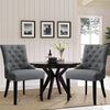 2x Dining Chairs Linen Fabric Studded Chairs Upholstered Accent Wooden Legs