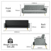 Modern Luxury Velvet Sofa Bed Grey 3 Seater Nonwoven Contrast Gold Metal Legs
