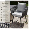Garden Chair Outdoor Armchair Aluminium Frame Rope String Thick Cushions