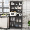 Buffet Cabinet 6-Tier Kitchen Pantry Cabinet with Pegboard-Black