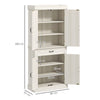Freestanding Kitchen Cupboard, Tall Storage Cabinet w/ Drawer and Shelves, White