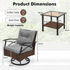3 Piece Patio Swivel Rocker Set Wicker Rocking Chairs w/ Back Cushions