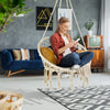 Macrame Hammock Chair Hanging Swing Seat W/ Colorful LED Lights Indoor Outdoor