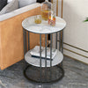 FATIVO Marble Side End Table Round Coffee Table Raised Black Legs Furniture Deco