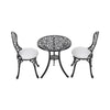 3pcs Garden Cast Aluminium Bistro Set Outdoor Coffee Table with Chairs &Cushions