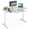 120 x 60 CM Whole-Piece Glass Standing Desk w/ USB Type-C Outlets White