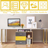 Computer Desk for Two Person 2 in 1 Double Writing Study Workstation 3 Drawers