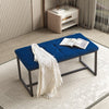 Blue Velvet Padded Bed Bench Dining Bench Ottoman Stool Living room Modern
