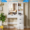 White Vanity Makeup Desk Dressing Table Set with LED Lights Mirror 4 Drawers