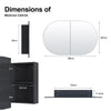 Oval Bathroom Mirror Cabinet w/ Shelf Wall Mounted For Bathroom White Storage
