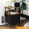 Bedside Table with Charging Station, Nightstand with 2 Outlets and 2 USB Ports