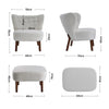 Sherpa Teddy White Single Sofa Armchair Button Wingback Accent Chair w/Footstool