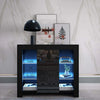 Modern 1 Door Sideboard Display Cabinet TV Unit Stand Black with LED Lights