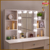 Vanity Dressing Table LED Light Mirror Hidden Shelves 7 Drawers Modern Make up