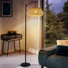 Floor Lamp with Bamboo Shade, Floor Lamp for Home Office, Bedroom, Living Room