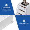 LED Light 3 Drawers Bedside Table High Gloss Cabinet Side End Table Living Room