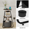 Small Side Table with 3-Tier Storage LED Lighted Sofa End Table Charging Station