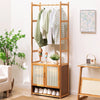 Bamboo Garment Coat Rack Stand Hanging Rods Shoe Cabinet Closet Hall Door Gate