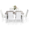 Solid Dining Table and Chairs Set w/ 6 PU Faux Leather Seat Kitchen Furniture