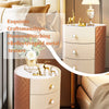 Leather Storage Cabinet Floor Standing Round Cupboard Bedside Table Nightstand