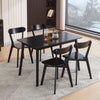 Rectangular Black Solid Rubber Wood Dining Table Round Edge Dining Room Kitchen