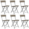 Lechnical Folding Bistro Chairs 6 pcs Grey Poly Rattan and Steel,Folding A8M8