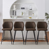 Set of 2 Bar Stools Faux Leather Back Upholstered Metal Legs Barstool Pub Chair