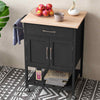 Kitchen Rolling Utility Cart Island Cart 2-Door Storage Cabinet-Black