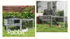 Wooden Rabbit Hutch with Run, Asphalt Roof, Pull-Out Tray, Ramp, Grey