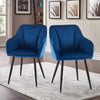 2 x Velvet Dining Chairs Upholstered Metal Legs Reception Accent Chairs Armchair