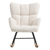 Teddy Fleece Relax Rocking Chair Modern Accent Chair with Wood Legs Living Room