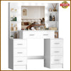 Dressing Table with LED Lights Mirror w/ 7 Drawers Vanity Make up Desk Dresser