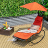 Patio Hammock Lounge Chair with Canopy Rocking Swing Chaise Lounge with Cushion