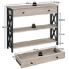 Console Sofa Table with 2 Open Shelves & Drawer Hallway Table Grey Retro Style
