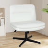 Cross Legged Desk Chair Computer PU Leather Vanity Chairs Armless Home Office