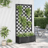 Planter with Trellis - Black Solid Fir Wood, Rectangular Garden/ Planter K3W1