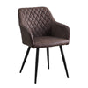2× Brown Faux Leather Dining Chair Diamond Seat Metal Legs Dining Room Office