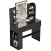 Gunji Black Modern Makeup Desk Wood Dressing Table with LED Mirror Vanity Table
