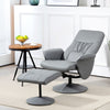 Swivel Recliner with Ottoman PU Leather Reclining Chair and Footrest Light Grey