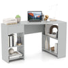 Grey L-Shaped Computer Desk Compact Corner Executive Desk w/ Storage