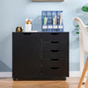 Mobile Filing 5 Drawer Pedestal Cabinet File Storage with Door Home Office Black