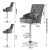 360° Swivel Black Grey Velvet Bar Stool Gas Lift Lion Head Elevated Chair Seat