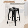 61CM Bar Stools Set of 4 Stackable Counter Height Metal Stools w/ Handing Hole